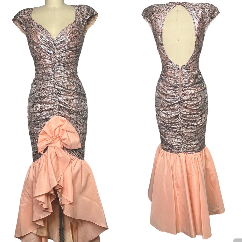 Joy stevens 70s snake print mermaid dress